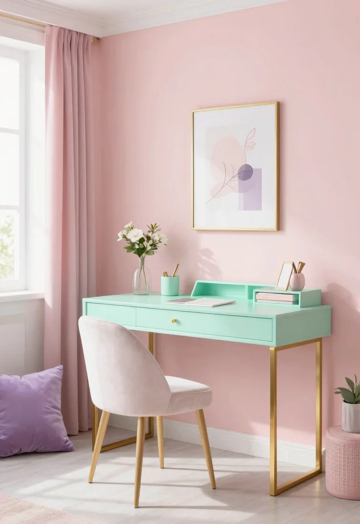 29 Home Office Feminine Ideas Chic and Inspiring - 8. Dreamy Color Combinations 1