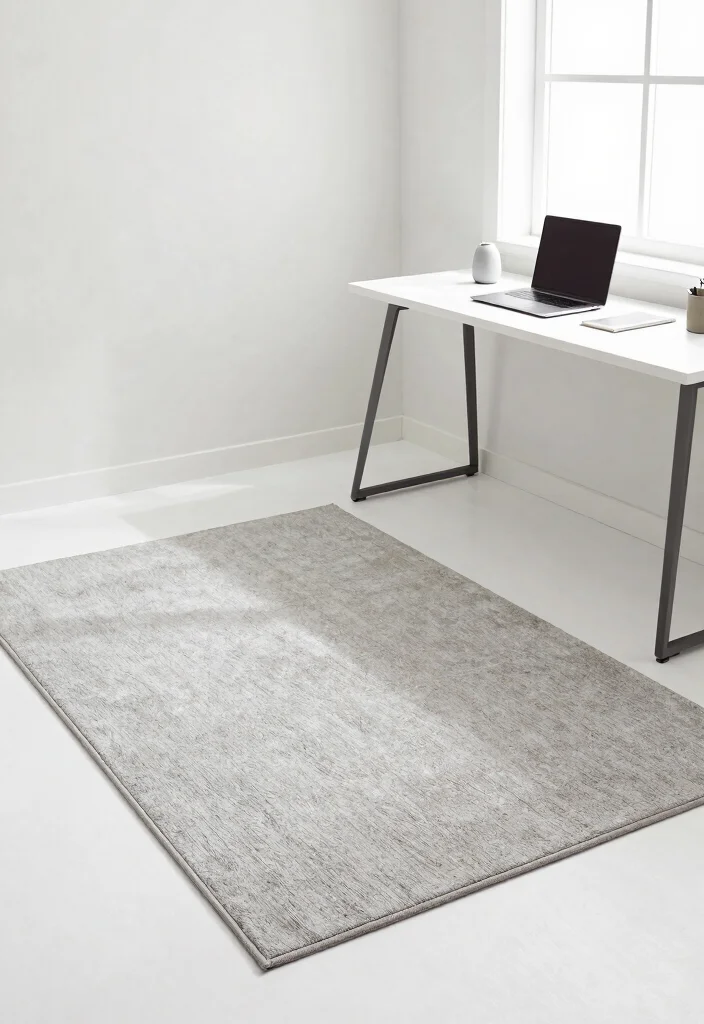29 Home Office Rug Ideas: Cozy Styling for Your Space - 11. Minimalist Rugs for a Clean Look 1