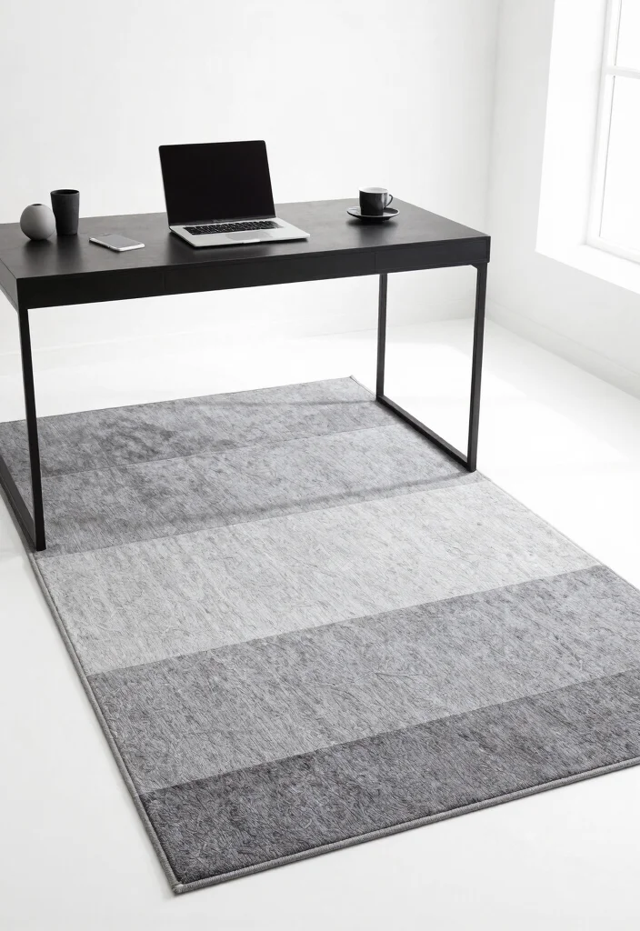 29 Home Office Rug Ideas: Cozy Styling for Your Space - 14. Monochrome Rugs for Timeless Elegance 1