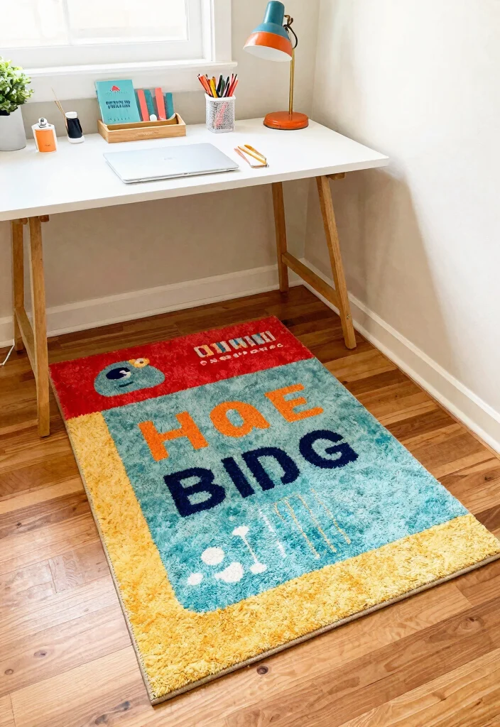 29 Home Office Rug Ideas: Cozy Styling for Your Space - 18. Personalizing with Custom-Made Rugs 1