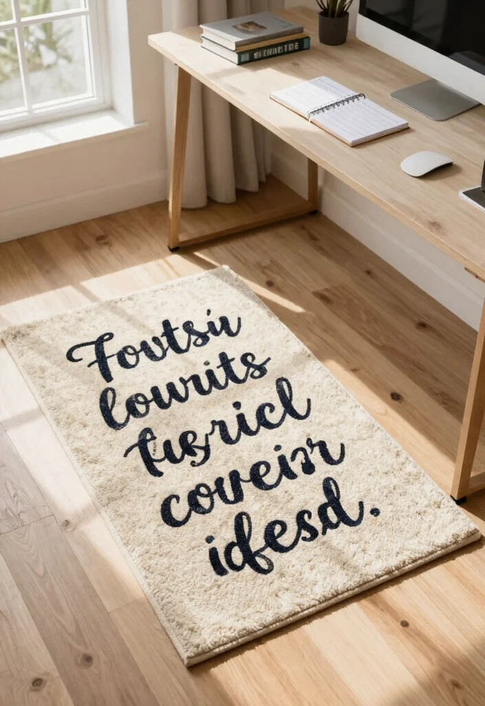 29 Home Office Rug Ideas: Cozy Styling for Your Space - 20. Inspirational Quote Rugs for Motivational Ambiance 1
