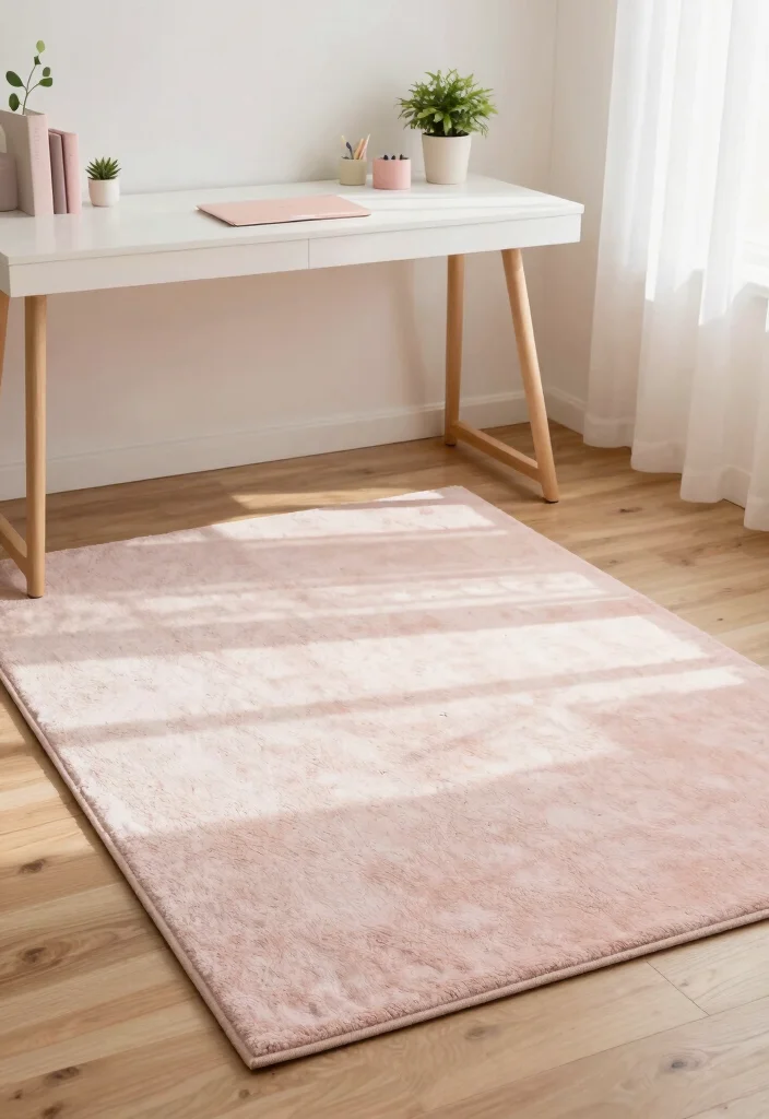 29 Home Office Rug Ideas: Cozy Styling for Your Space - 26. Soft Pastel Rugs for Calming Decor 1