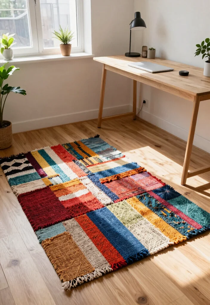 29 Home Office Rug Ideas: Cozy Styling for Your Space - 27. Recycled Fabrics for Eco-Friendly Style 1