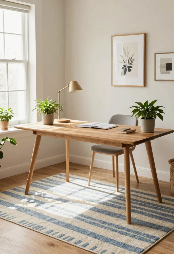 29 Home Office Rug Ideas: Cozy Styling for Your Space - 3. Striped Rugs for a Dynamic Look 1