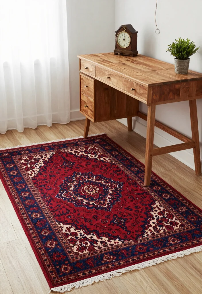 29 Home Office Rug Ideas: Cozy Styling for Your Space - 5. Vintage Rugs for a Timeless Touch 1