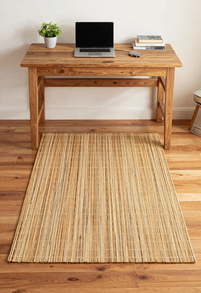 29 Home Office Rug Ideas: Cozy Styling for Your Space - 6. Eco-Friendly Bamboo Rugs for a Sustainable Choice 1