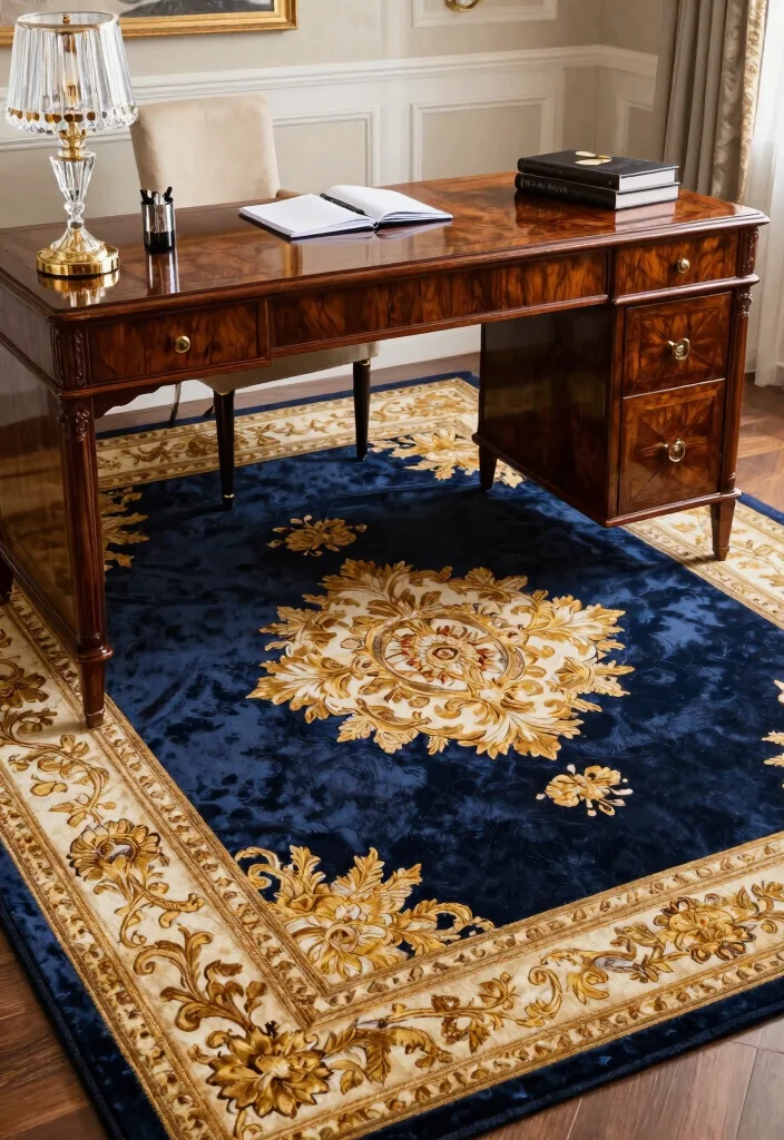 29 Home Office Rug Ideas: Cozy Styling for Your Space - 8. Luxurious Silk Rugs for an Elegant Touch 1