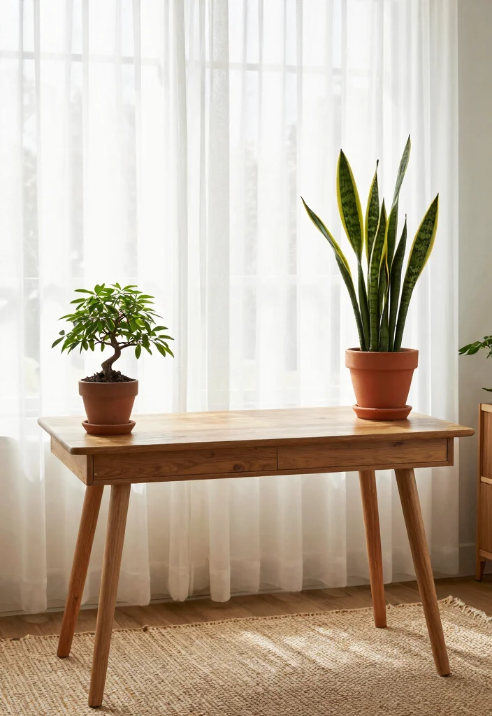 29 Japandi and Zen Home Office Ideas Calm Minimalist Space - 4. Plants for Wellness 1