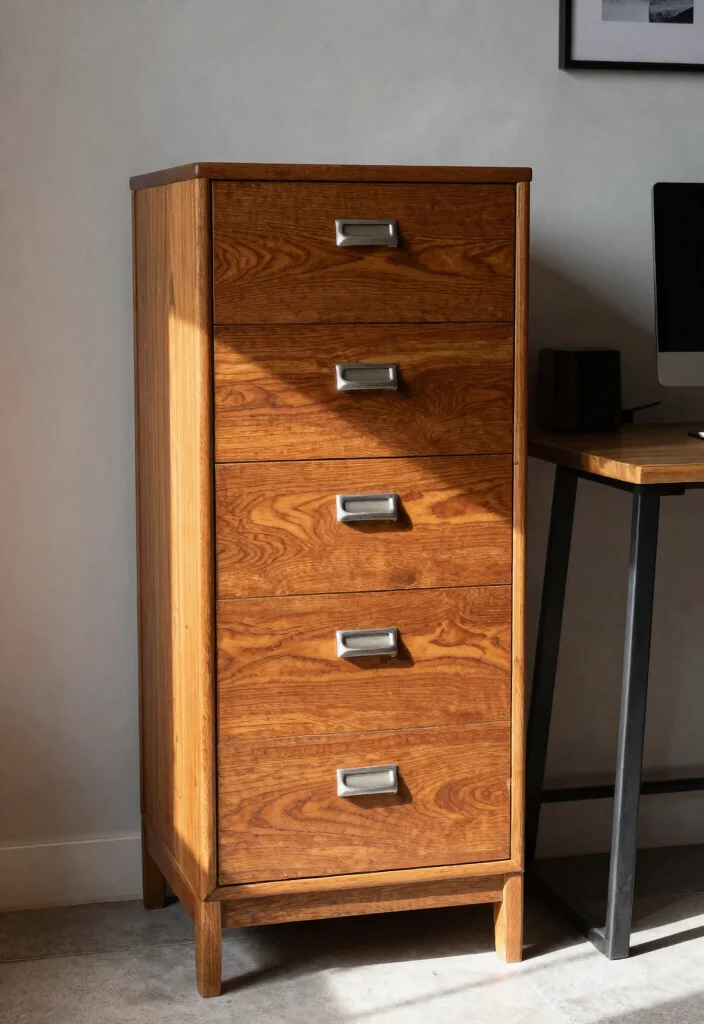 29 Mid Century Modern Home Office Design Ideas - 12. Vintage File Cabinets 1