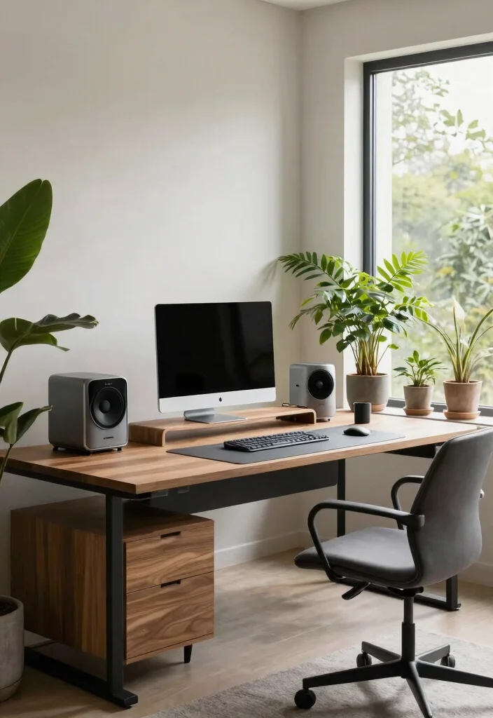 29 Mid Century Modern Home Office Design Ideas - 25. Integrating Technology with Nature 1