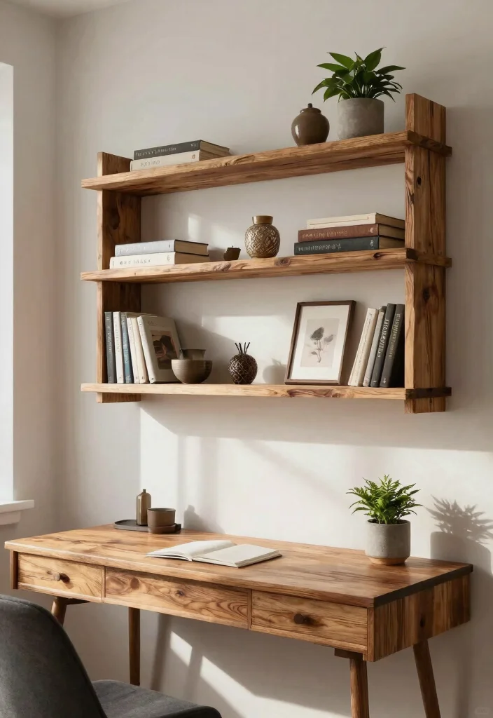 29 Mid Century Modern Home Office Design Ideas - 5. Sustainable Shelving Solutions 1