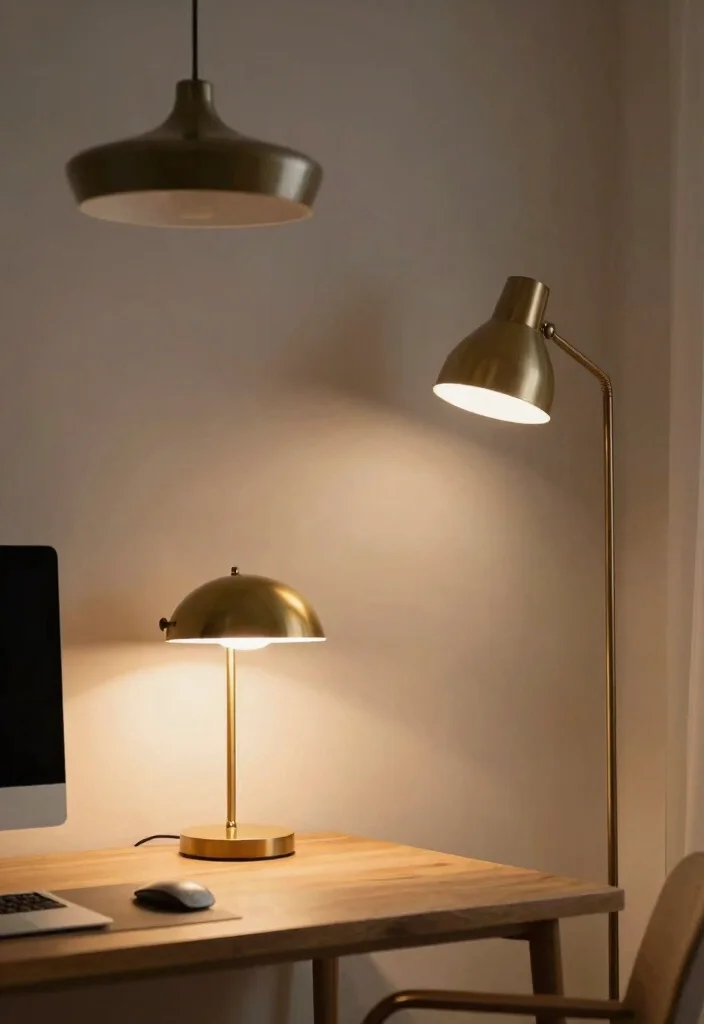 29 Mid Century Modern Home Office Design Ideas - 8. Functional Lighting Solutions 1