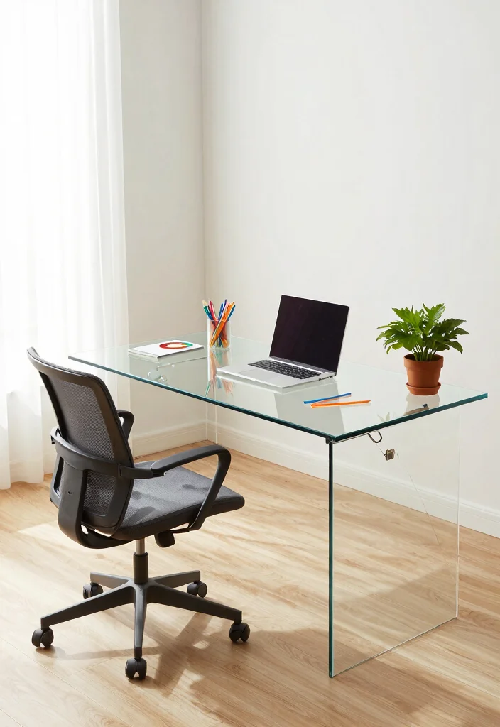 29 Modern Home Office Desk Ideas Clean Lines Big Style - 11. Transparent Desks 1