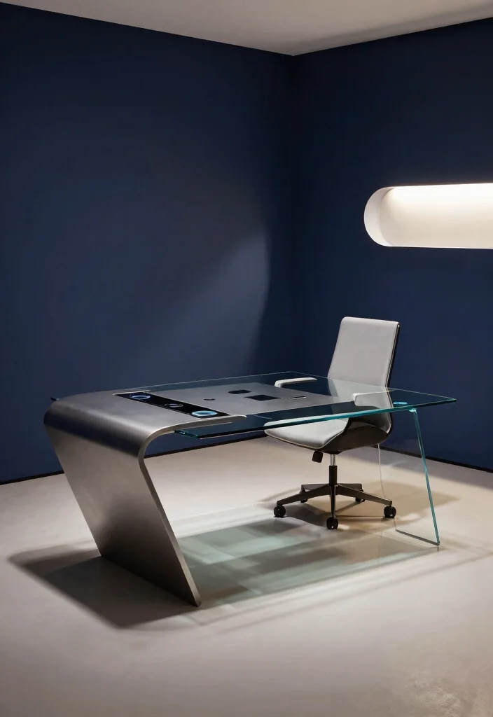 29 Modern Home Office Desk Ideas Clean Lines Big Style - 19. Futuristic Desks 1