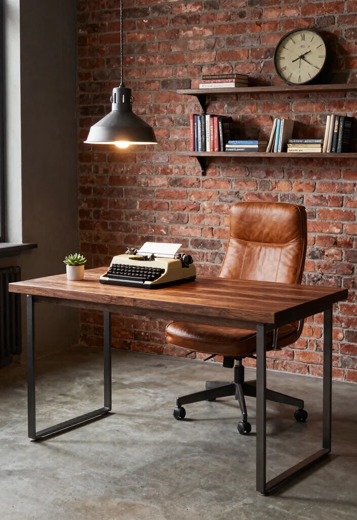29 Modern Home Office Desk Ideas Clean Lines Big Style - 2. Industrial Chic 1