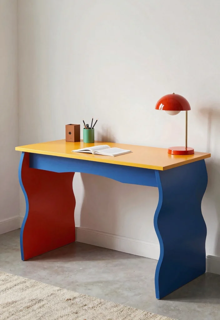 29 Modern Home Office Desk Ideas Clean Lines Big Style - 26. Artistic Statement Desks 1