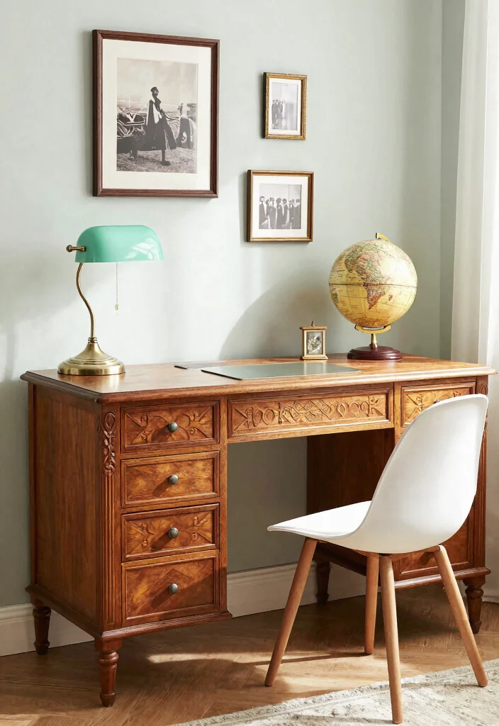 29 Modern Home Office Desk Ideas Clean Lines Big Style - 3. Vintage Revival 1