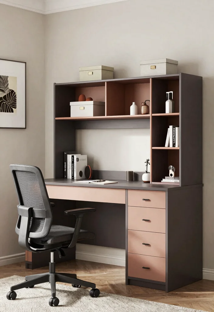 29 Modern Home Office Desk Ideas Clean Lines Big Style - 9. Desk with Built-in Storage 1
