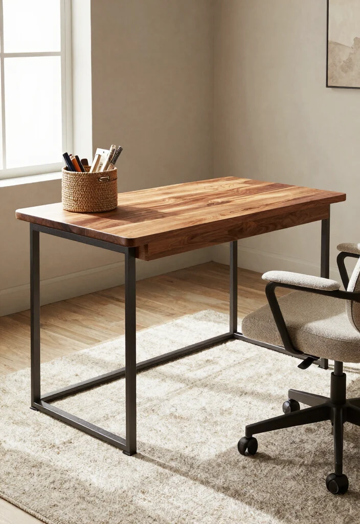 29 Modern Office Tables Ideas Sleek Designs for Every Style - 15. Layered Textures 1