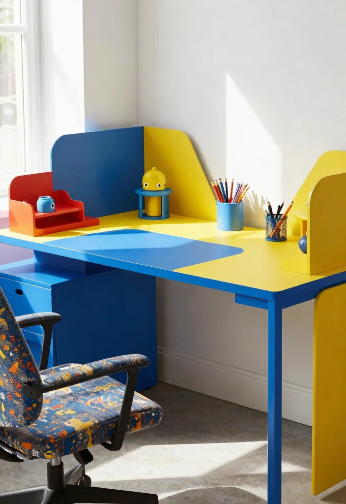 29 Modern Office Tables Ideas Sleek Designs for Every Style - 23. Color Blocked Desks 1