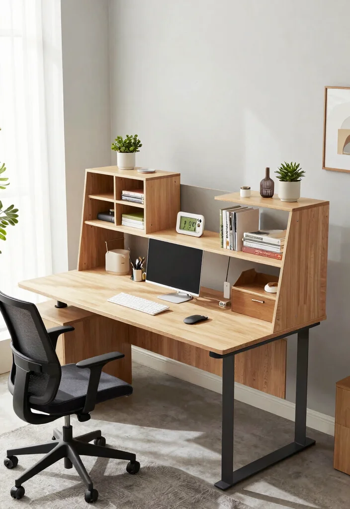 29 Modern Office Tables Ideas Sleek Designs for Every Style - 26. Multi-Level Tables 1