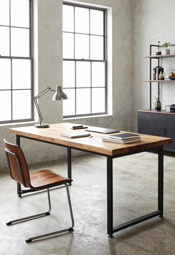 29 Modern Office Tables Ideas Sleek Designs for Every Style - 5. Industrial Edge 1