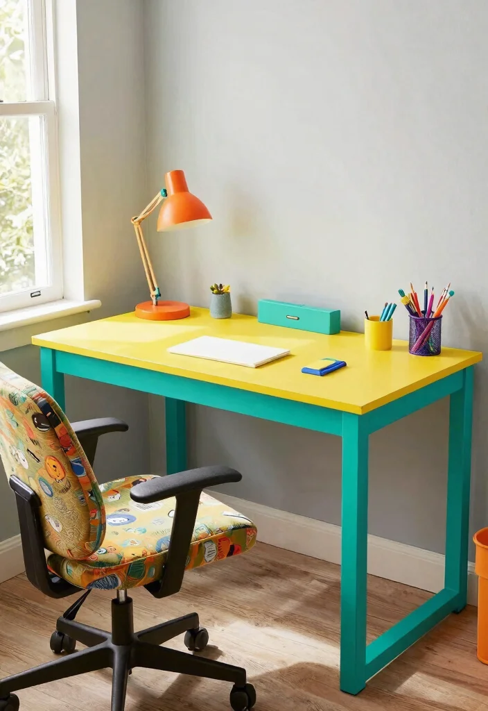 29 Modern Office Tables Ideas Sleek Designs for Every Style - 7. Bold Colors 1