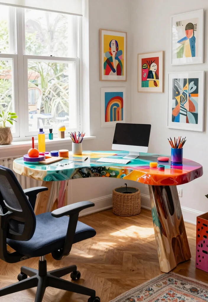 29 Modern Office Tables Ideas Sleek Designs for Every Style - 9. Artistic Flair 1
