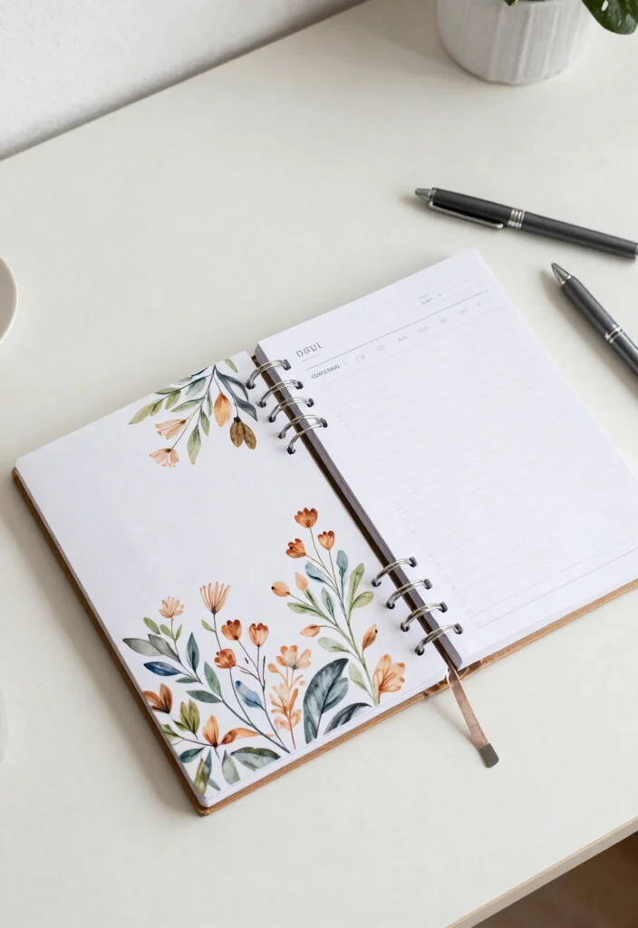29 Office Desk Decor Ideas for Work Cubicle Women - 13. Stylish Notebook and Planner 1