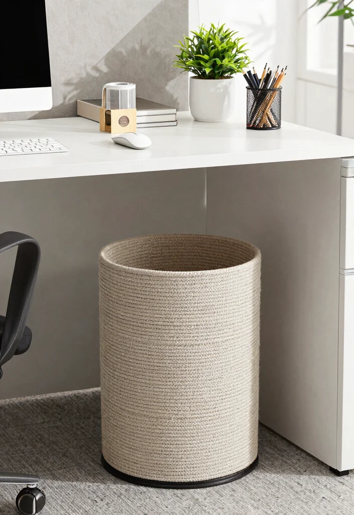 29 Office Desk Decor Ideas for Work Cubicle Women - 19. Stylish Waste Bin 1