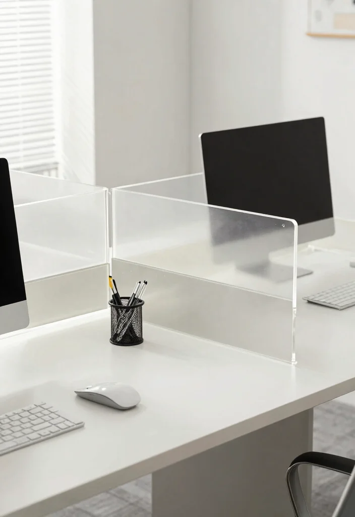29 Office Desk Decor Ideas for Work Cubicle Women - 22. Minimalist Desk Dividers 1