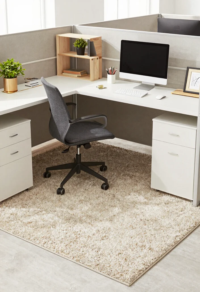 29 Office Desk Decor Ideas for Work Cubicle Women - 28. Soft Textured Rugs 1