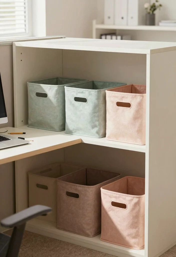 29 Office Desk Decor Ideas for Work Cubicle Women - 29. Stylish Storage Bins 1