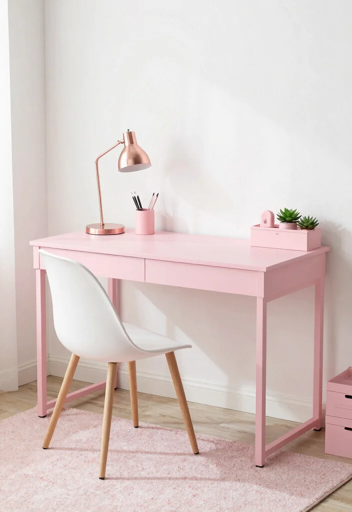 29 Pink Home Office Ideas Whimsical and Feminine Workspace - 1. Blush Pink Desk Setup 1