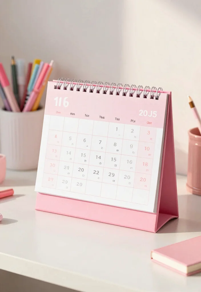 29 Pink Home Office Ideas Whimsical and Feminine Workspace - 13. Pink Themed Calendar 1
