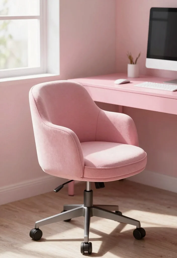 29 Pink Home Office Ideas Whimsical and Feminine Workspace - 19. Feminine Pink Desk Chair 1