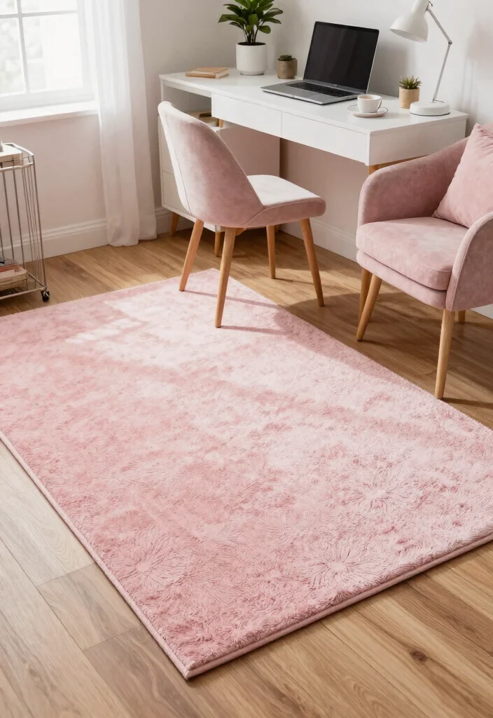 29 Pink Home Office Ideas Whimsical and Feminine Workspace - 26. Pink Throw Rugs 1