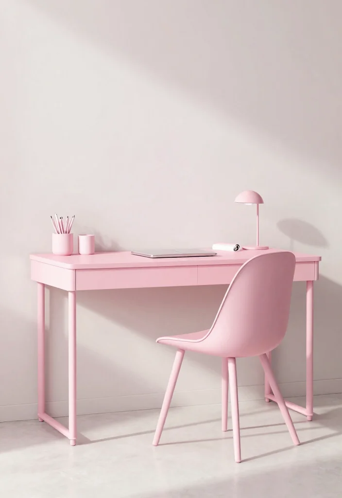 29 Pink Home Office Ideas Whimsical and Feminine Workspace - 28. Minimalistic Pink Furniture 1