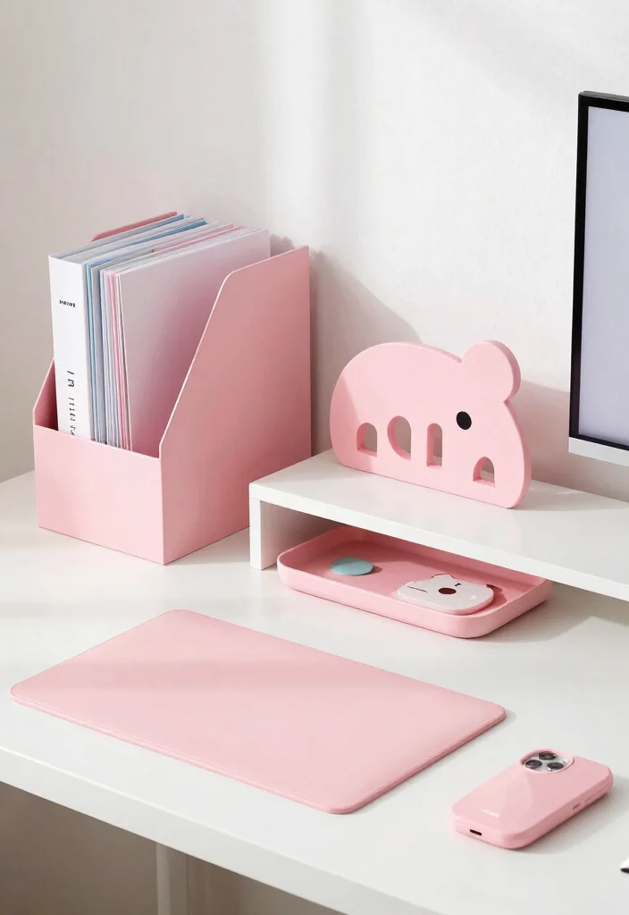 29 Pink Home Office Ideas Whimsical and Feminine Workspace - 29. Pink inspired Workspace Accessories 1
