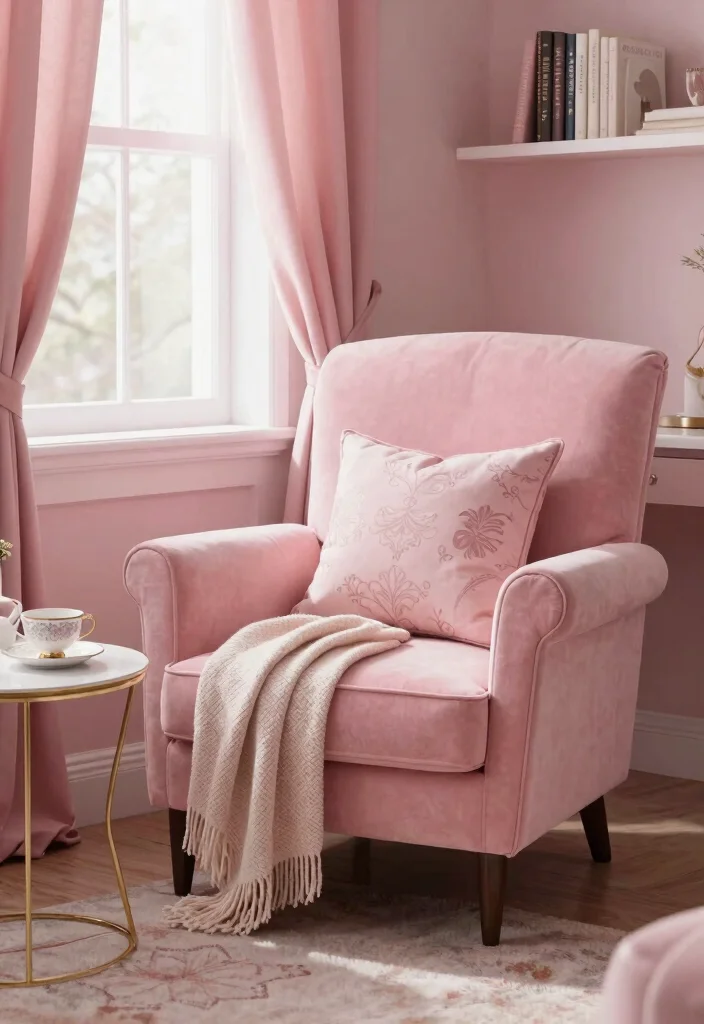 29 Pink Home Office Ideas Whimsical and Feminine Workspace - 3. Cozy Nook with Pink Accents 1