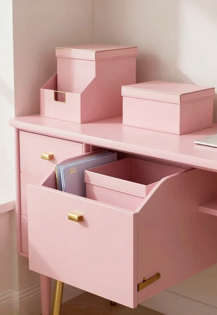 29 Pink Home Office Ideas Whimsical and Feminine Workspace - 4. Pink File Storage 1