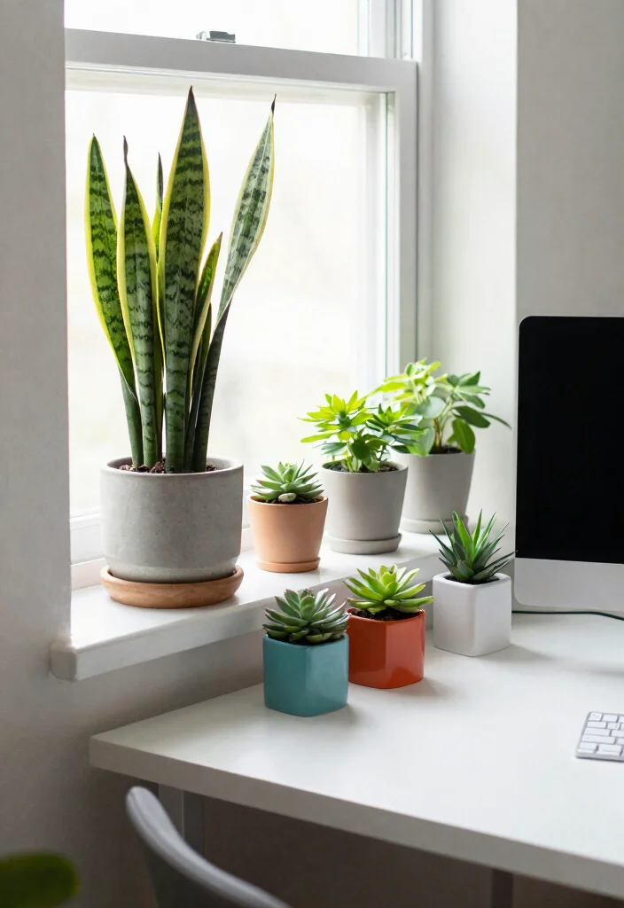 29 Small Home Office Ideas for Tiny Spaces at Home - 10. Use Plants for Air Quality 1