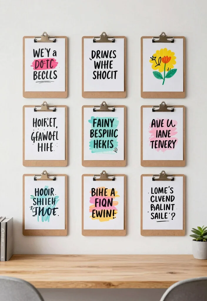 29 Small Home Office Ideas for Tiny Spaces at Home - 11. Clipboards for Inspiration 1
