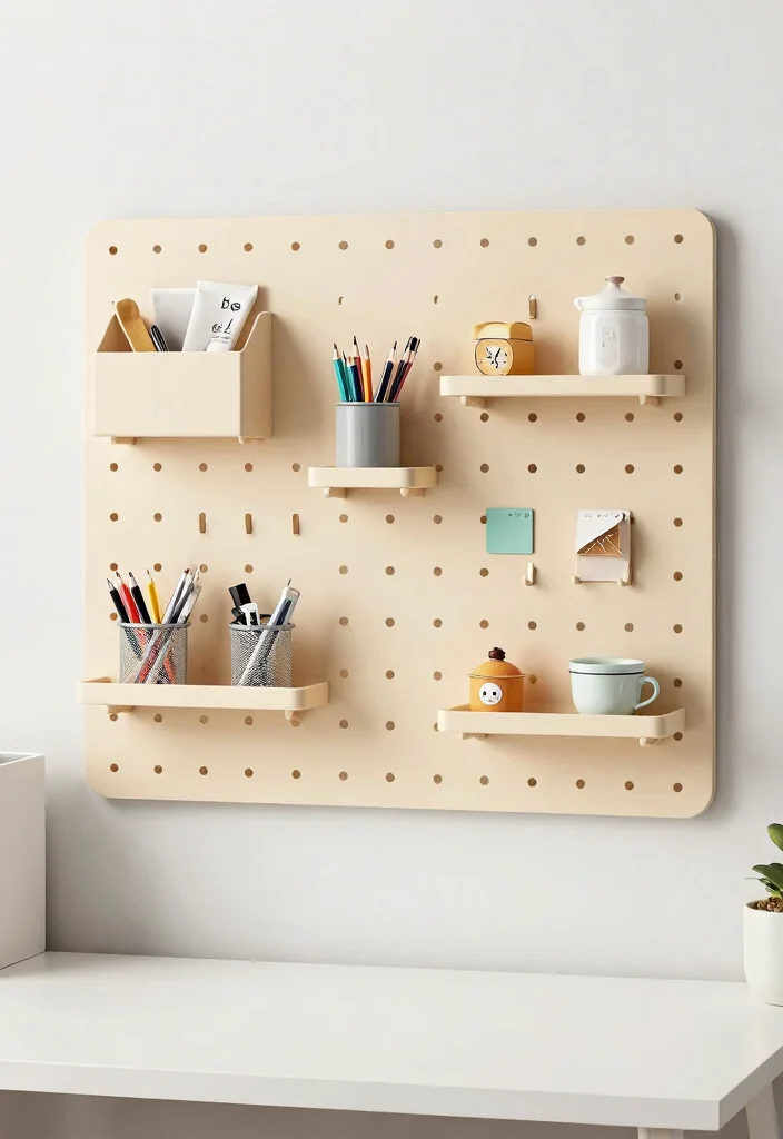 29 Small Home Office Ideas for Tiny Spaces at Home - 12. Pegboard Wall Organizer 1