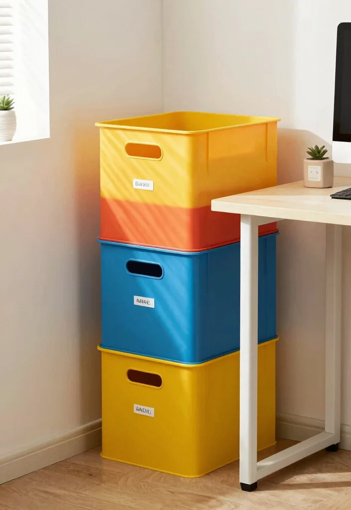 29 Small Home Office Ideas for Tiny Spaces at Home - 13. Stackable Storage Solutions 1