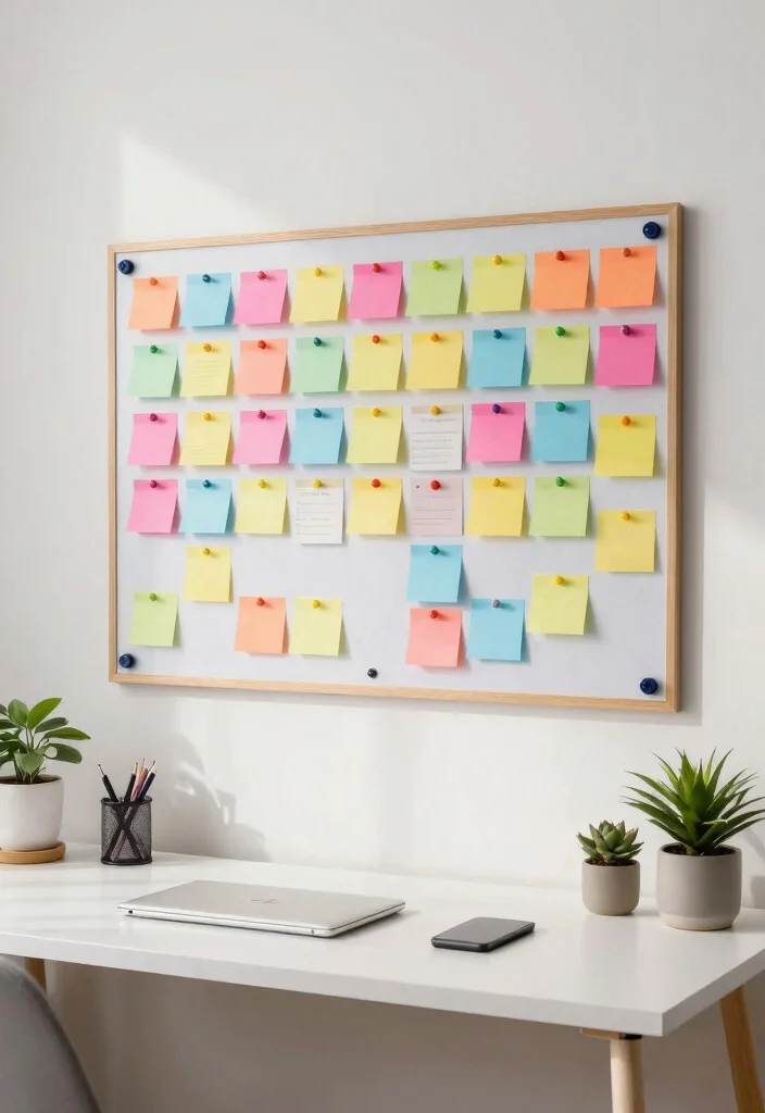 29 Small Home Office Ideas for Tiny Spaces at Home - 24. Magnetic Board for Notes 1