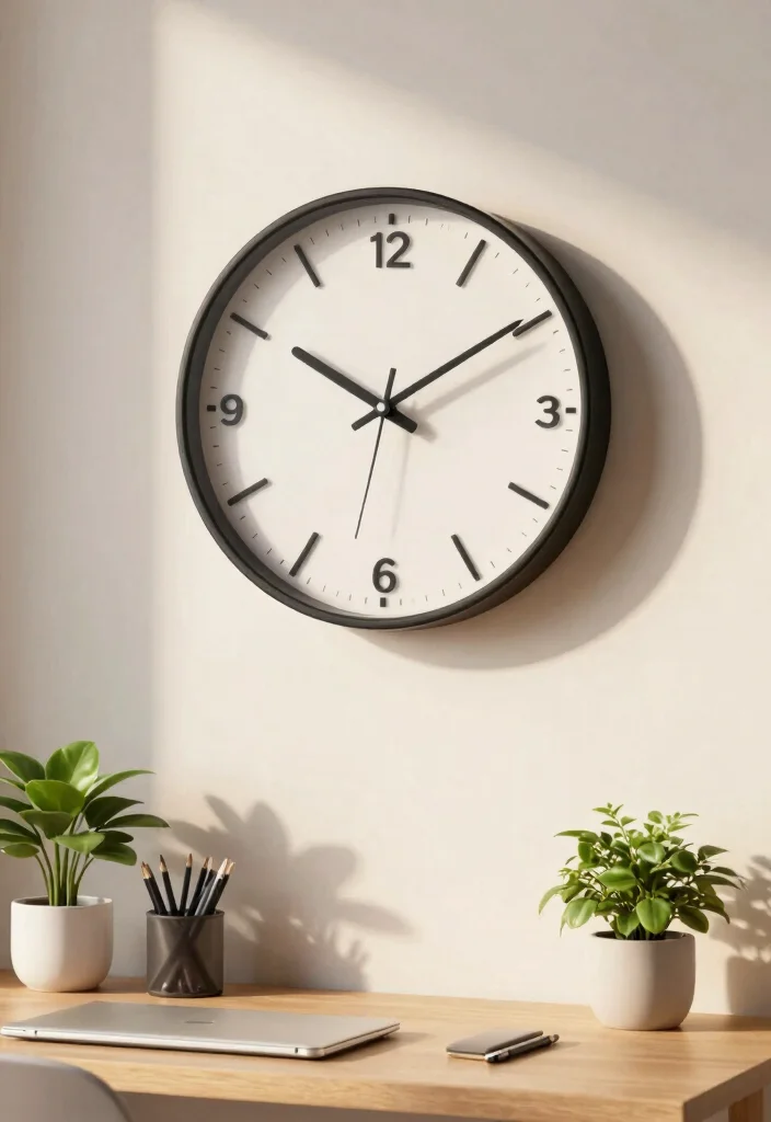 29 Small Home Office Ideas for Tiny Spaces at Home - 25. Use a Wall Clock 1