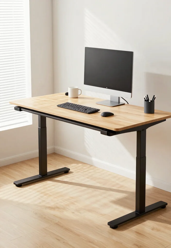 29 Small Home Office Ideas for Tiny Spaces at Home - 26. Adjustable Height Desk 1
