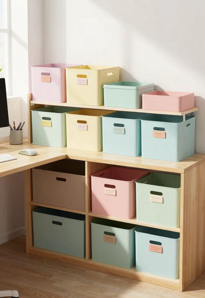 29 Small Home Office Ideas for Tiny Spaces at Home - 6. Under-Desk Storage Bins 1