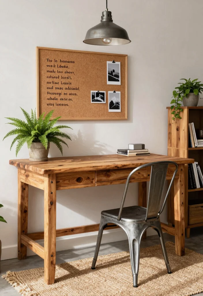 29 Wood Desk Home Office Ideas: Warm and Natural Workspace - 1. Rustic Charm with Reclaimed Wood 1